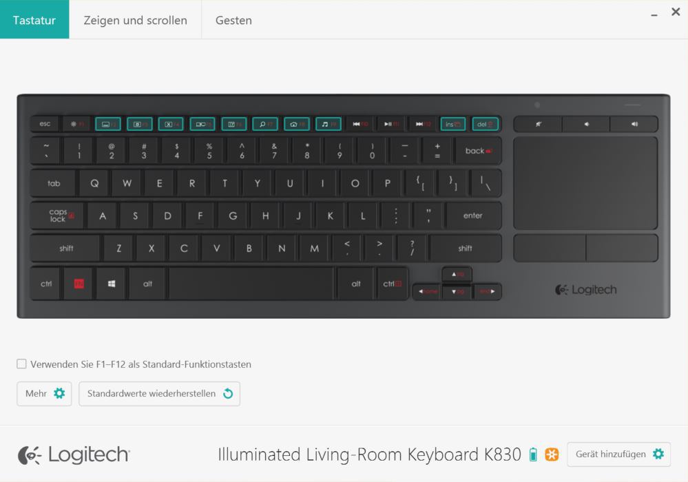 Запустить клавиатуру. Logitech k830 illuminated Living-Room. Logitech k830 Media. Мини клавиатура f1 - f12. Print Screen на клавиатуре Logitech.