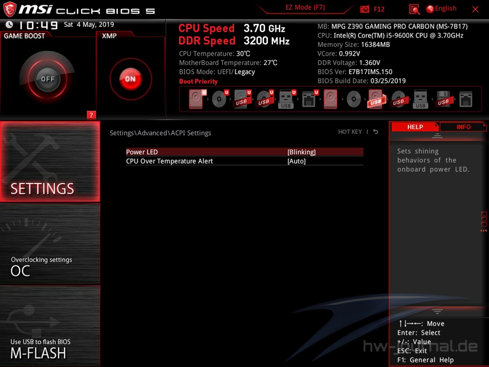 MSI MPG Z390 Gaming Pro Carbon Bios 11