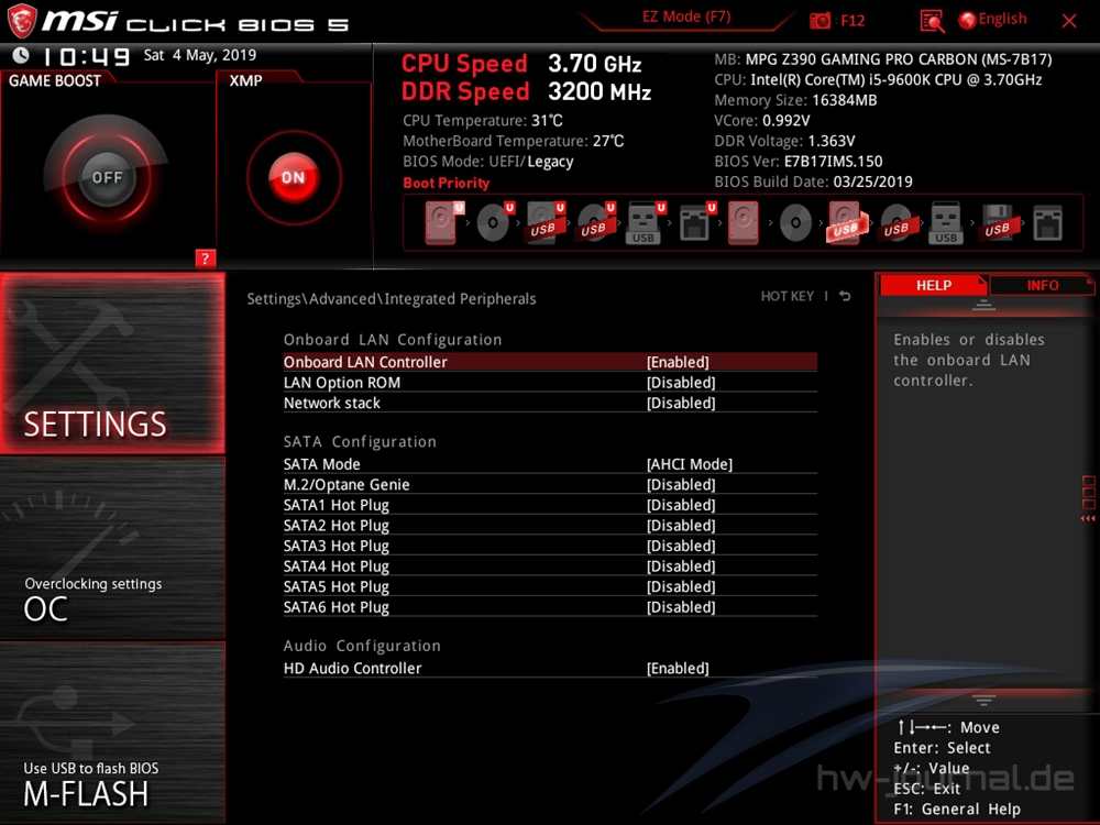 MSI MPG Z390 Gaming Pro Carbon Bios 12