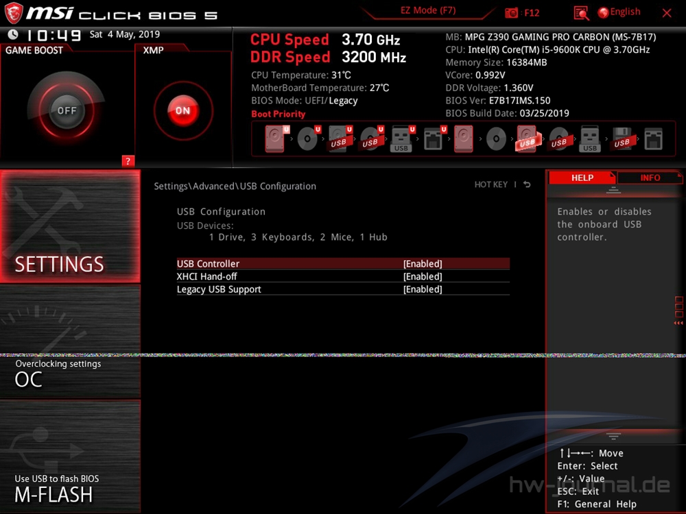 MSI MPG Z390 Gaming Pro Carbon Bios 15