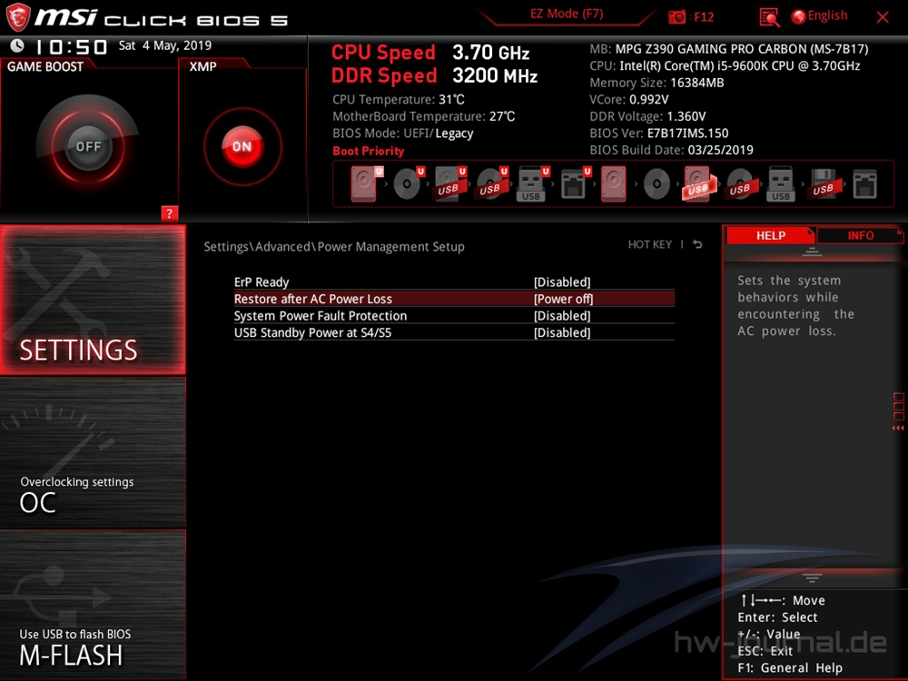 MSI MPG Z390 Gaming Pro Carbon Bios 18