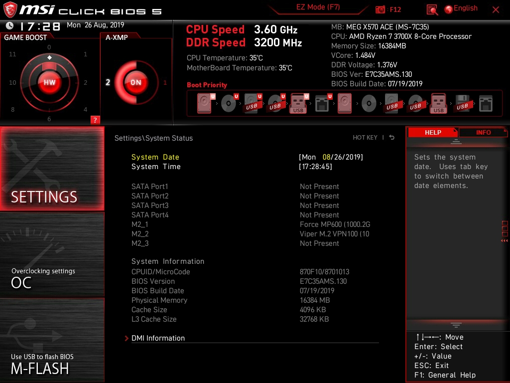 MSI MEG X570 ACE Bios 8